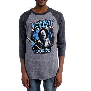 Jimi Hendrix Tour '70 blue rock Official Raglan Baseball Jersey 2XL XXL NWT